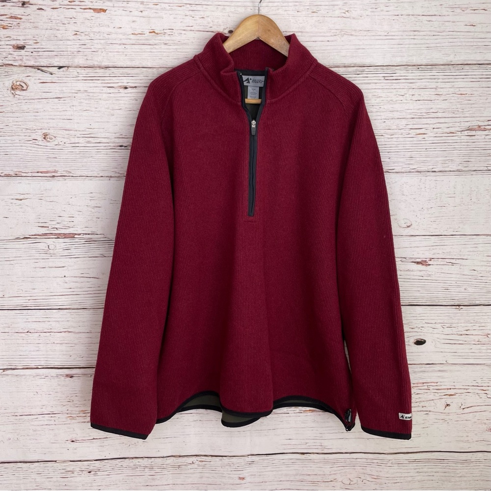 Eastern Mountain Sports vintage wool acrylic blend fleece lined 1/2 zip jacket